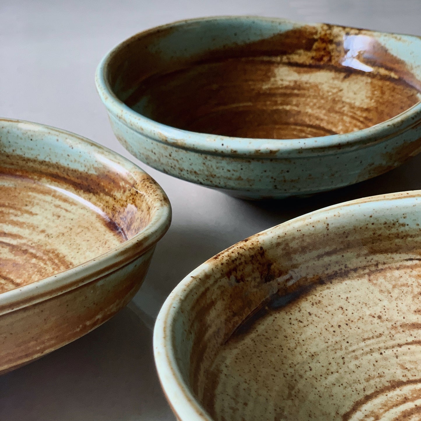 Earthy tone dinnerware piece - asymmetric round plate bowl