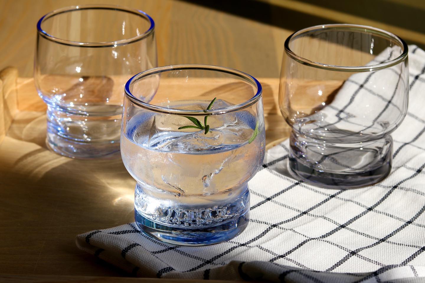 Bubble Stackable Glass - Clear Blue (Box of 6)