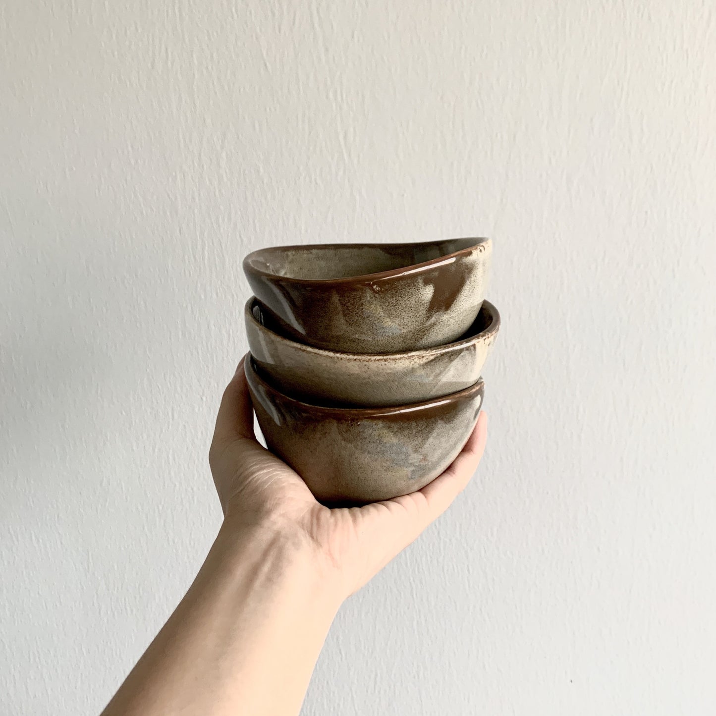 unique asymmetrical dinnerware set - small round rice bowl in grey