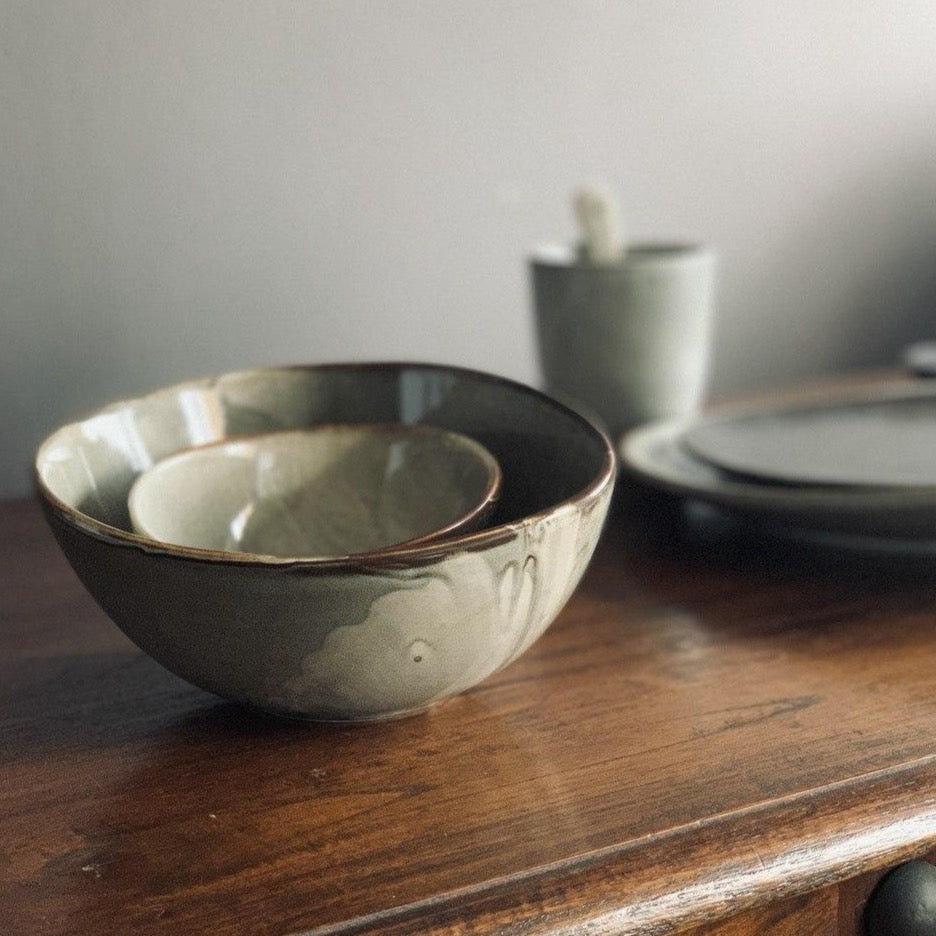 natón nordic dinnerware collection - noodle bowl in grey