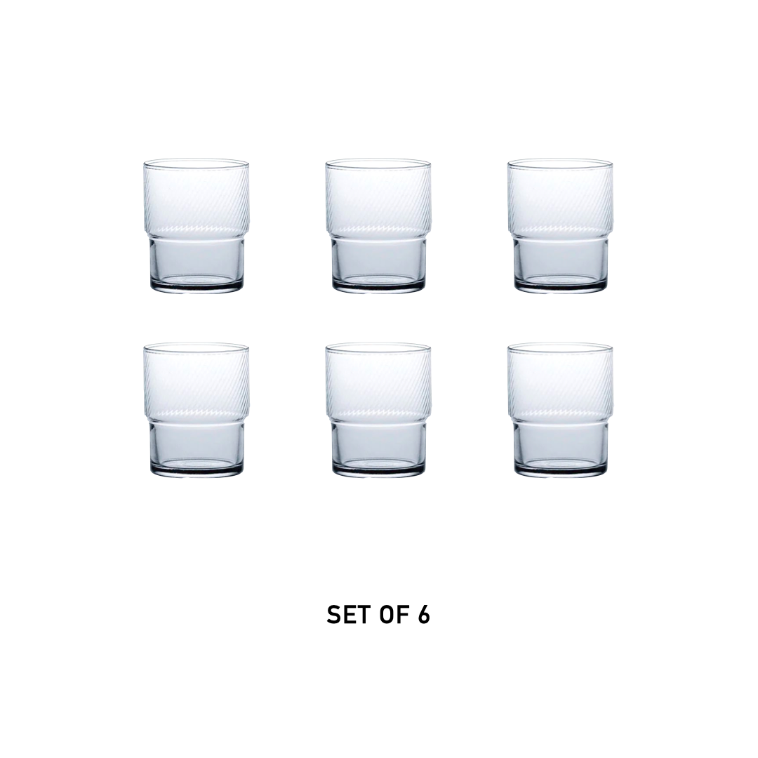 HS Stackable Textured Tumbler Glass - Set of 6