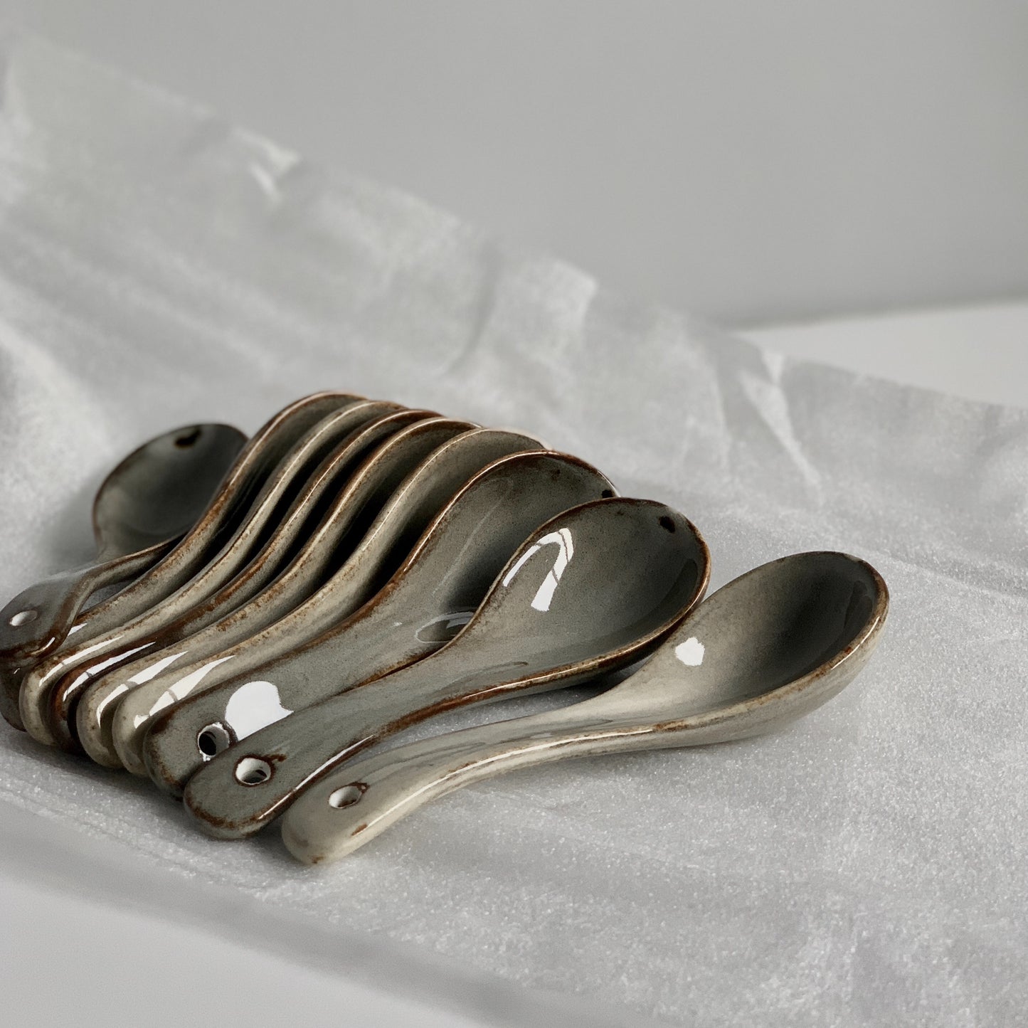 unique asymmetrical dinnerware set - cutlery - soup spoon In grey