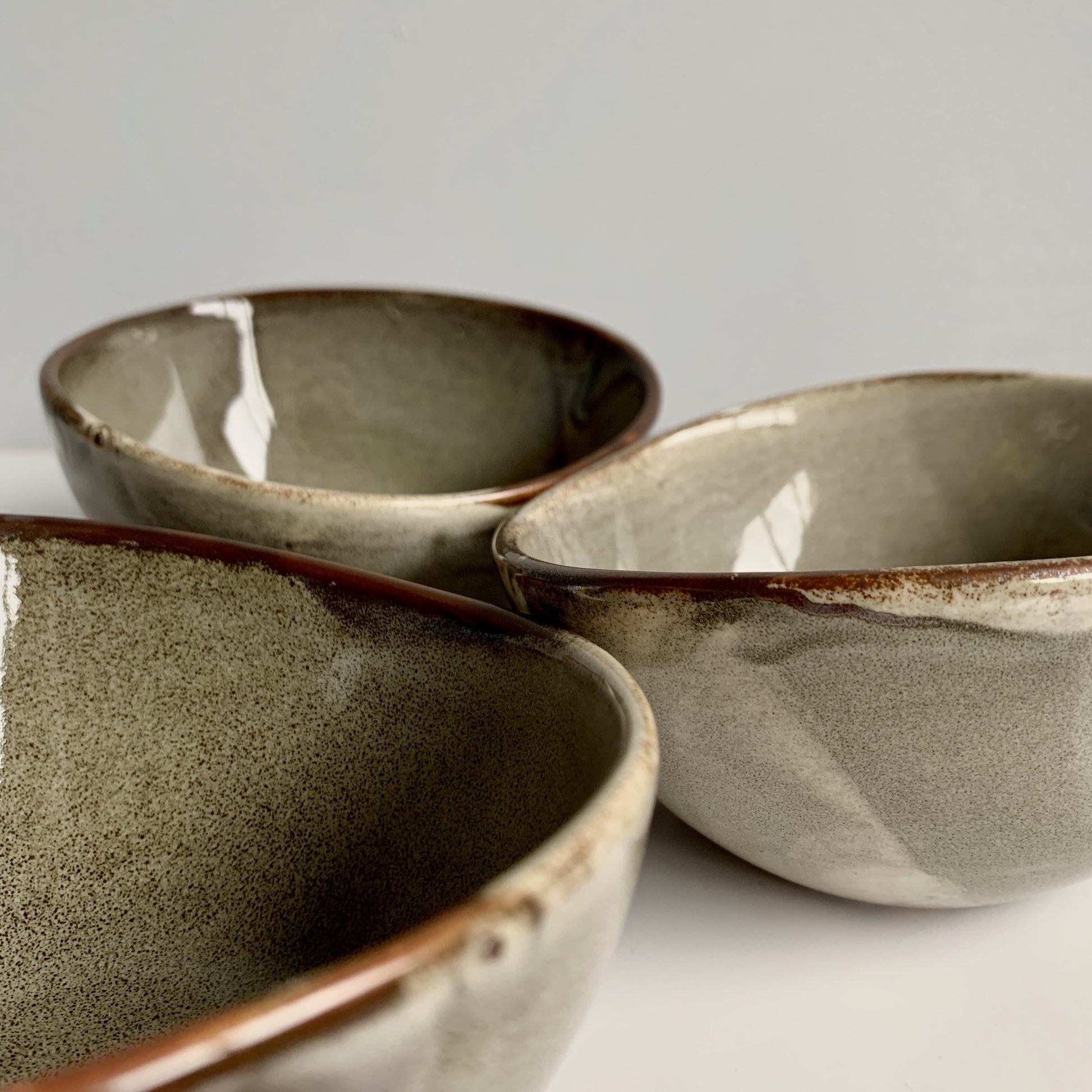 unique asymmetrical dinnerware set - small round rice bowl in grey