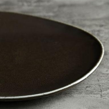 unique asymmetrical dinnerware set - serving plate in black