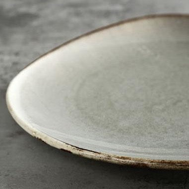 unique asymmetrical dinnerware set - serving plate in grey