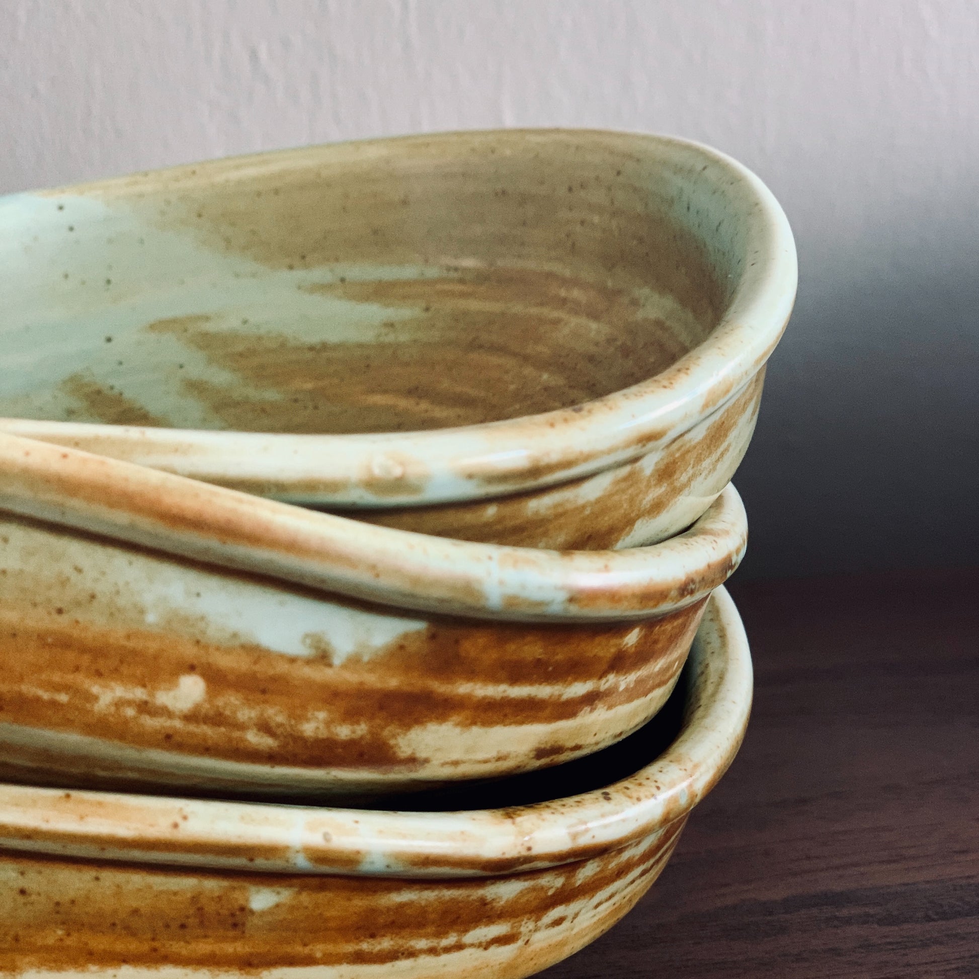 Earthy tone dinnerware piece - asymmetric round plate bowl